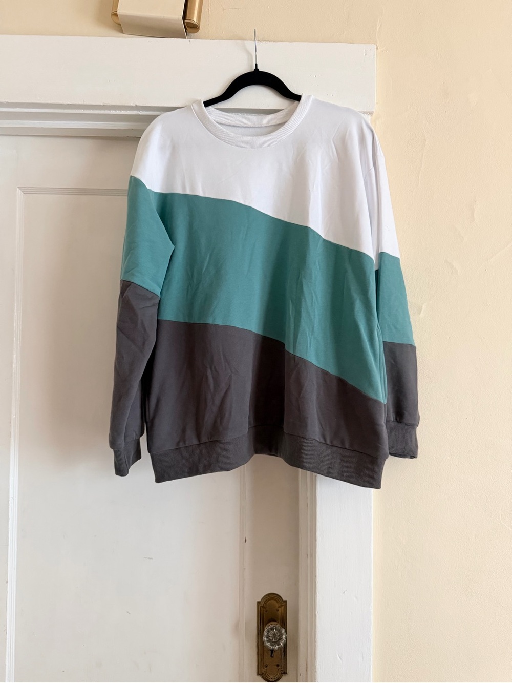 Source Unknown Colorblock Sweatshirt - White, Teal & Charcoal
